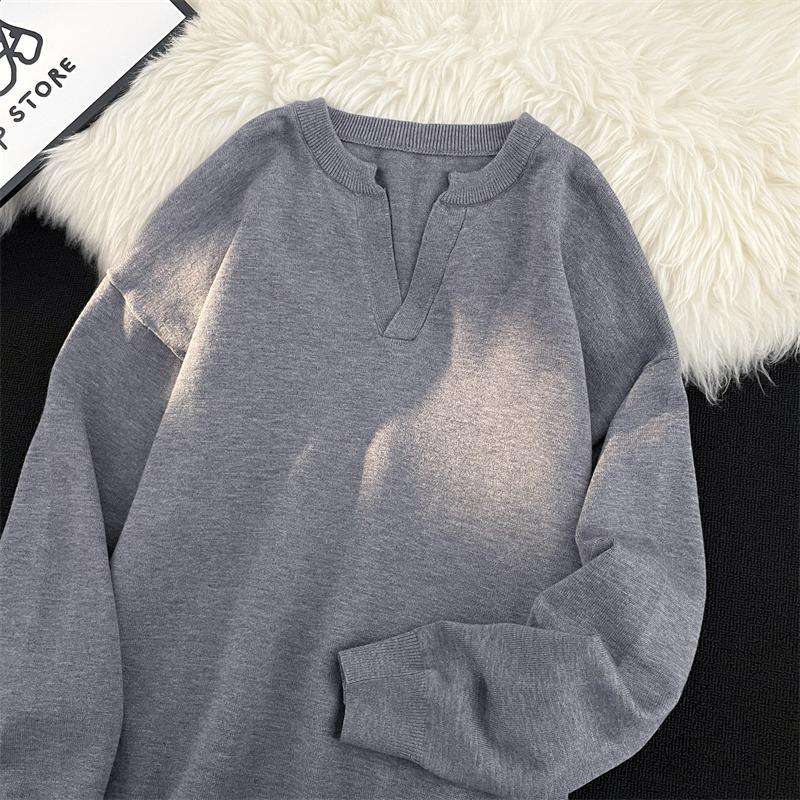Men's Korean Style V-Neck Loose Knit Sweater
