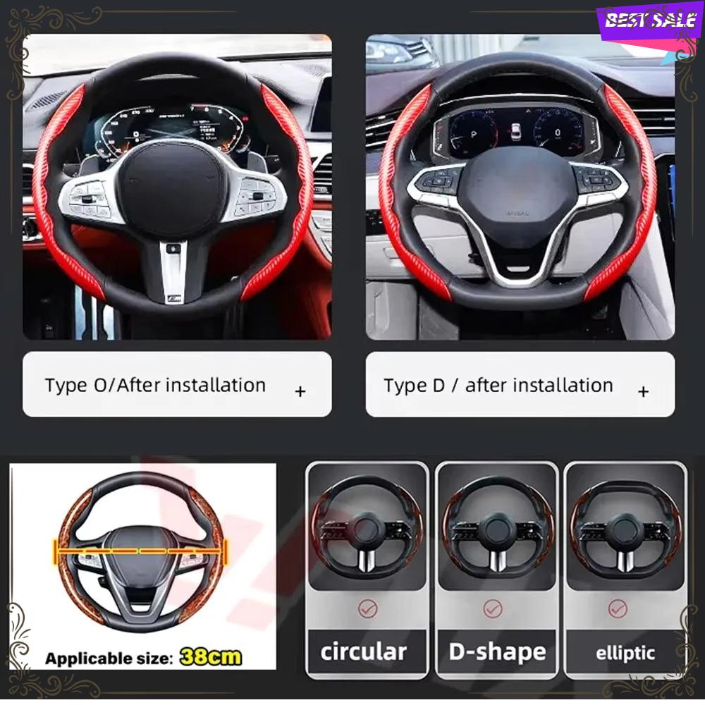 Ultra-Thin Sports Suede Car Steering Wheel Cover Carbon Fiber Pattern Summer Universal for Men & Women
