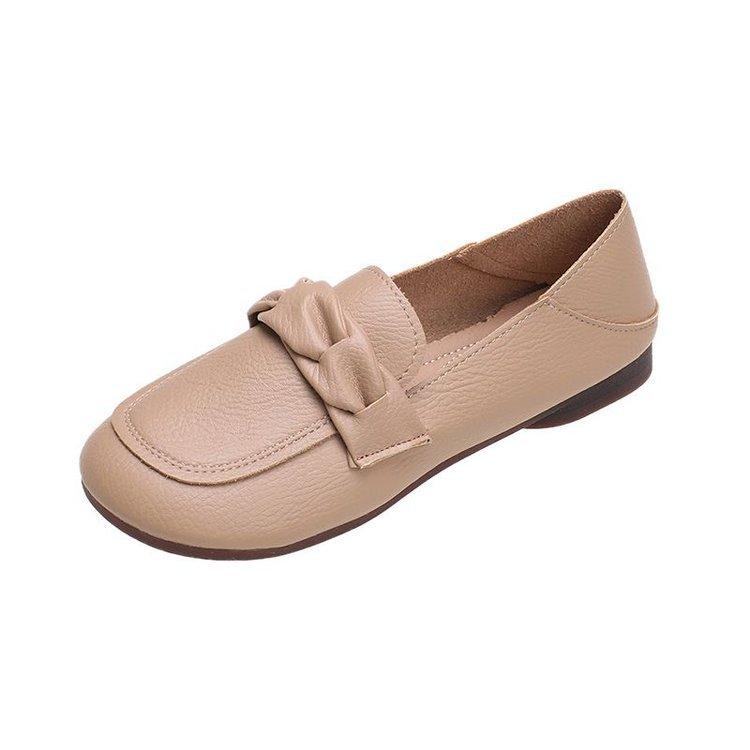

Flat sole single shoes for women in Spring and Autumn new Korean version versatile soft sole soft leather shoes for women 35 хакі