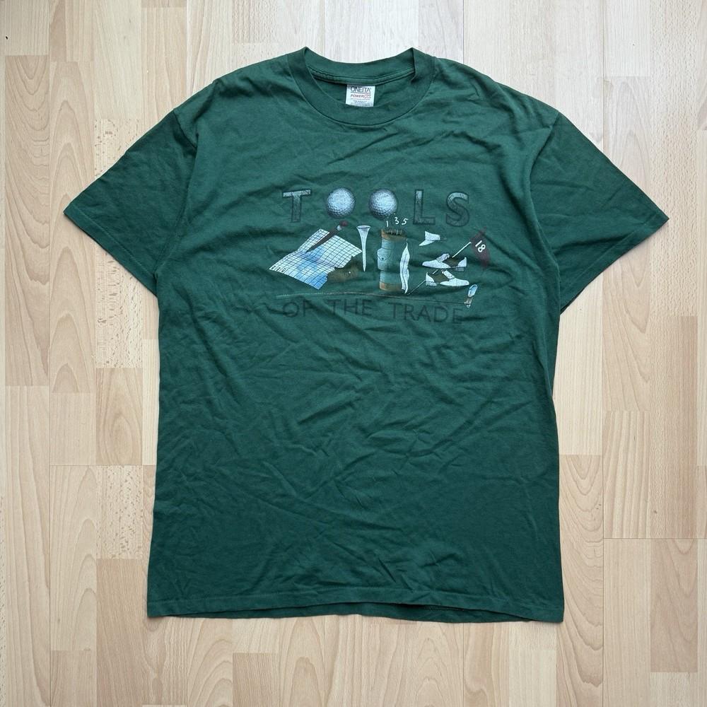 Vintage 90s Tools Of The Trade Golf Single Stitch Green TShirt Unisex T-Shirt L