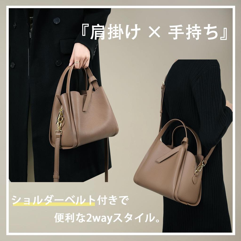 MFFOR Shoulder Made of Premium Genuine Large Simple and Suitable for or Handbag Use Women's 2-Way Bag, Leather, Capacity, High-Quality Look, Casual,