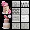 DI QIU REN 8PCS Cake Decorating Stencils & Templates, 8x9.8Inches Large Floral Cake Printing Fine Hollow Lace Cookie Fondant Dessert Cake Templates,