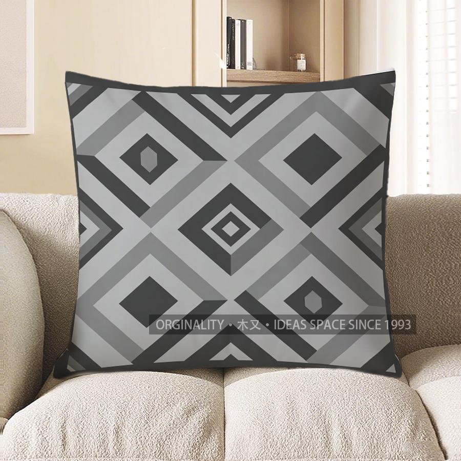2D Geometric Pattern Black & White Throw Pillow Covers Pattern Cushion Cover Suitable For Sofa Bedroom Car Pillow Cover