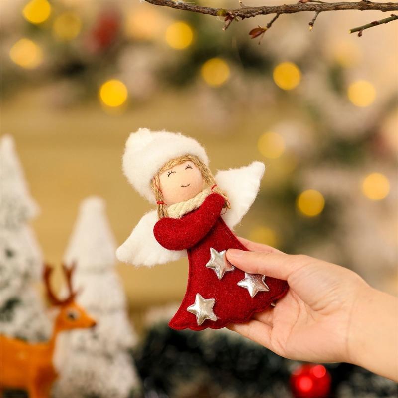 4Pcs Festival Angel Wing Ornaments For Christmas Tree Decoration Easy Hanging Design Polyester Holiday Decorations