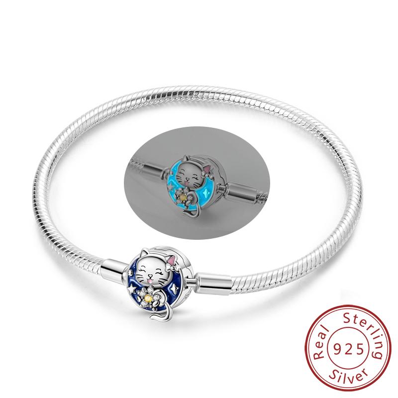 Original 925 Silver Bracelets 17-20CM Love Heart Flowers Butterfly Charms Beads Bracelet For Women Fashion Jewelry Gift