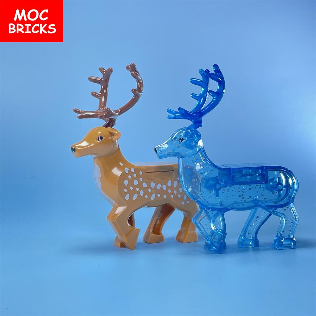 MOC Bricks Animal Reindeer Deer Elk Christmas Gift Accessories Assembled Educational Buliding Blocks Kids Toys