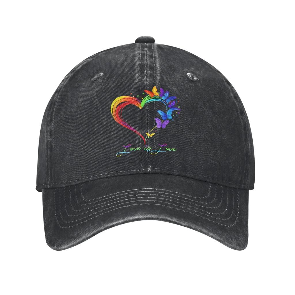 LGBTQ Rainbow Baseball Cap Vintage Distressed Denim Gay Pride LGBT Awareness Ally Snapback Cap Unisex Outdoor All Seasons Caps