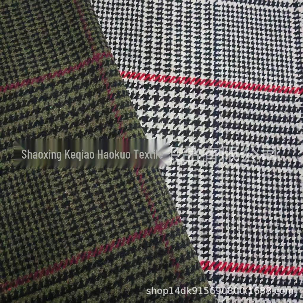 Autumn/Winter Houndstooth Woolen Coat, Suit, Shoes, Hats & Bags in Coarse Wool Plaid Fabric