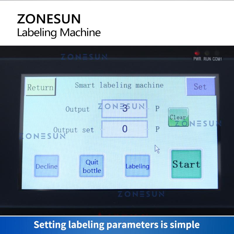 ZONESUN ZS-TB101 Tabletop Single Double Side Round Bottle Labeling Machine Slideway Automatic Feeders Label Sticker Machine