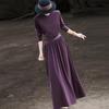 Lanser 2026 Spring Faux Two-Piece Purple Silk Blend Midi Dress