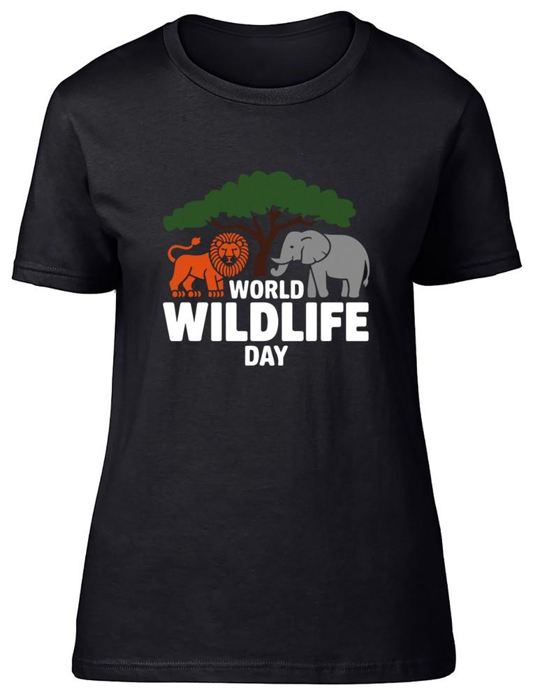 World Wildlife Day Protect the Animals Womens T-Shirt Ladies Gift Tee S