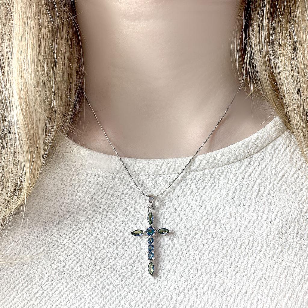 Серебряный крестик с мистик топазом 0.37ct (2085089)