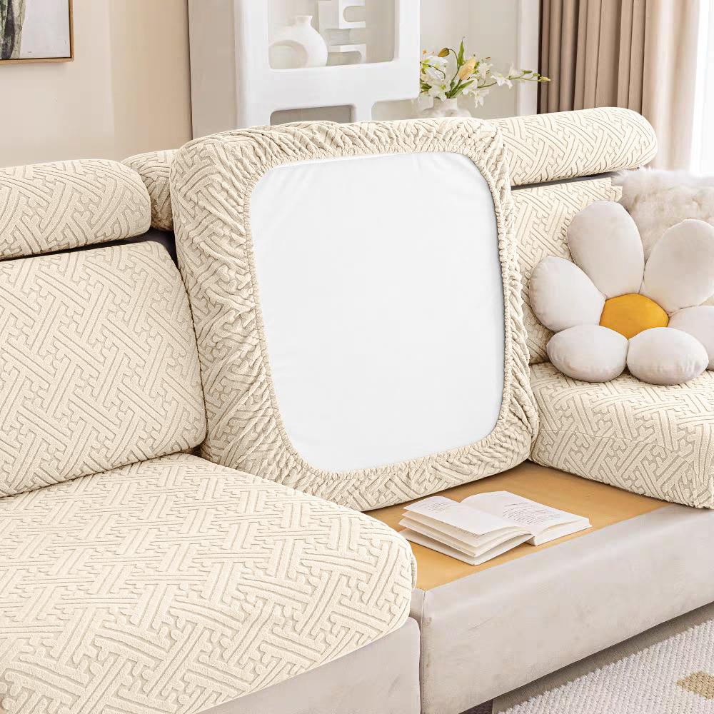 Jacquard Seat Covers For Sofa Living Room Solid Colors Elastic Sofa Slipcovers Easy Fit  Couch Covers Washable Removable Home