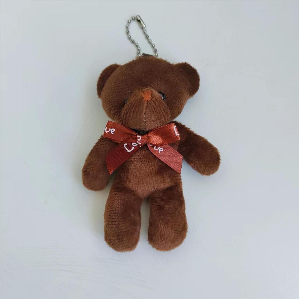 One-piece Teddy Bear Pendant Keychain with Bow Tie - Plush Toy Doll.