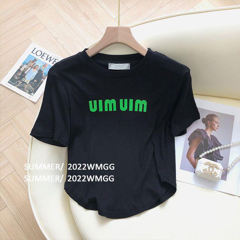 T-shirt Estiva da Donna a Maniche Corte con Orlo Arrotondato - Stile Coreano con Stampa di Lettere