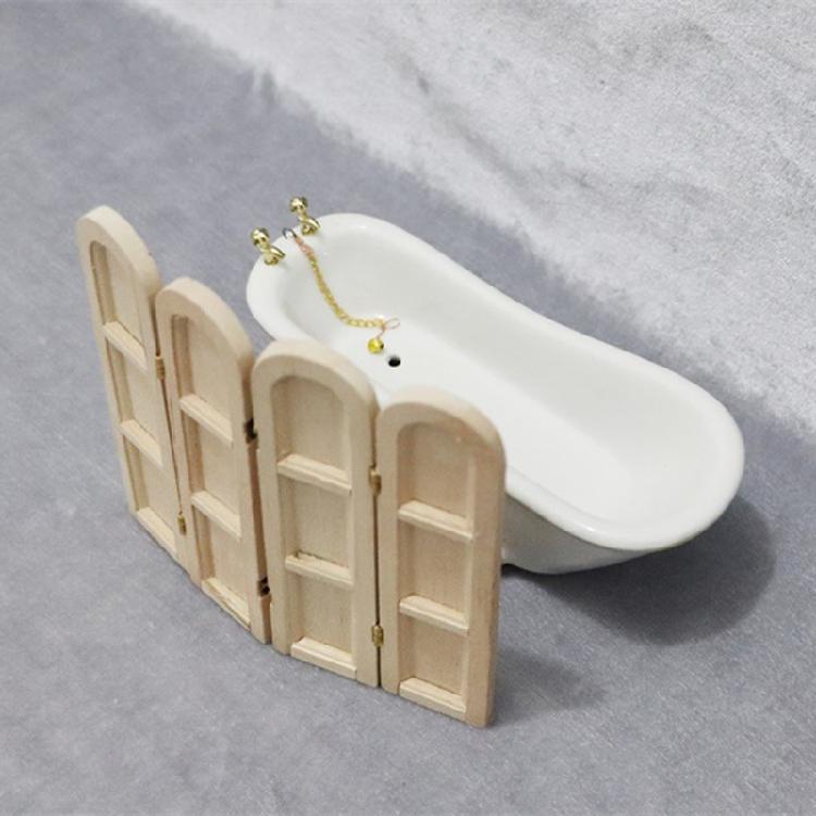 Mini Wooden Room Divider Panel For Dollhouses Bathroom Study Decoration 12.5cm Craftsmanship