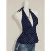 Women Halter Tie Back Backless Short Ruched Fitted Summer Camisole