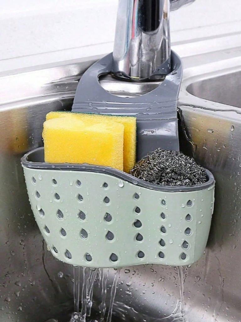 1pc Sink Hanging Drain Basket With Storage Box, Adjustable Strap, Can Be Used As Sponge Holder, Faucet Basket Or Kitchen Storage Bag