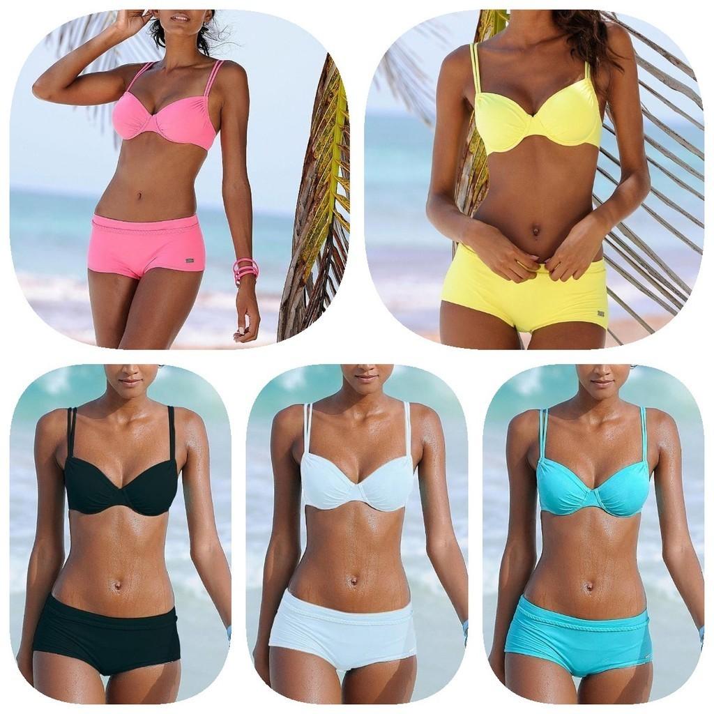 Elegant Solid Color Bikini For Women Sexy Backless Swimsuit With Underwire