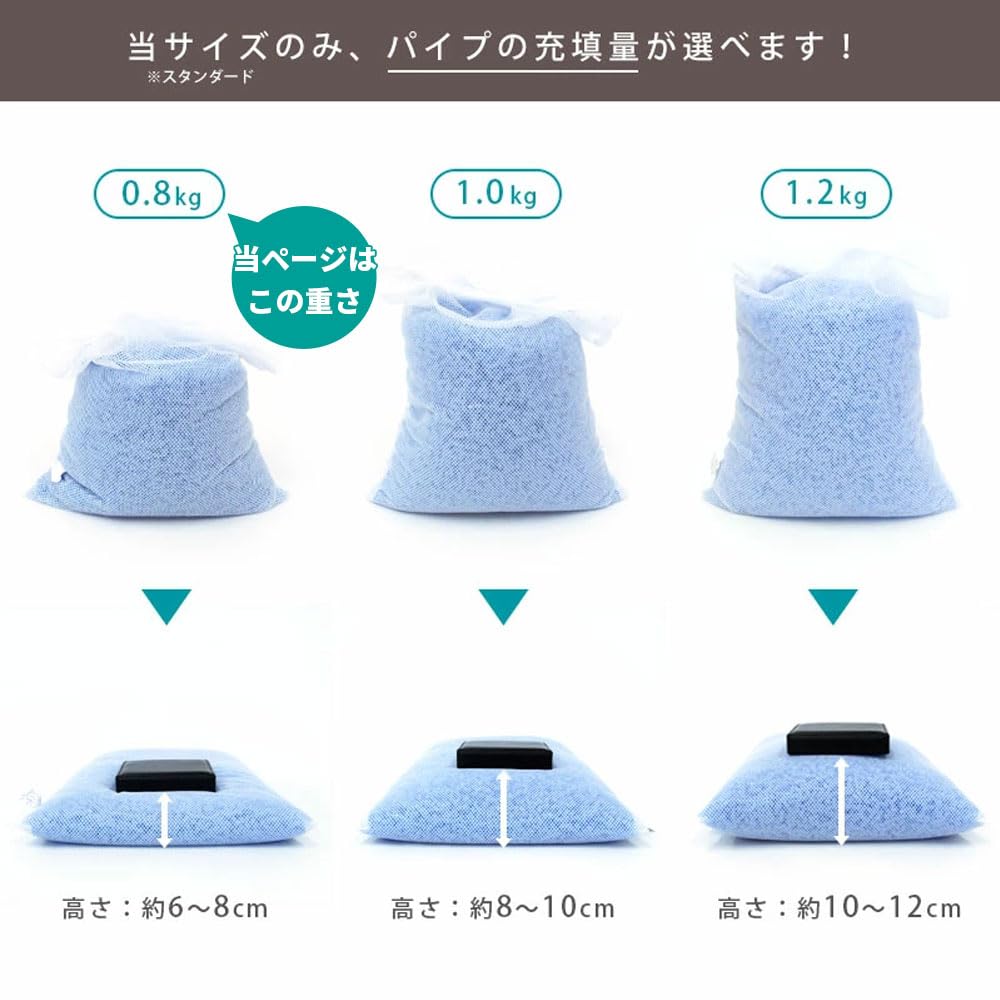 Made In Japan with Pipe Pillows [Over 120,000 Sold] Washable Pipe Pillow, Approx. 35x50cm, 0.8kg Fill, Blue, Standard Pipe, Reduces Dust, Adjustable
