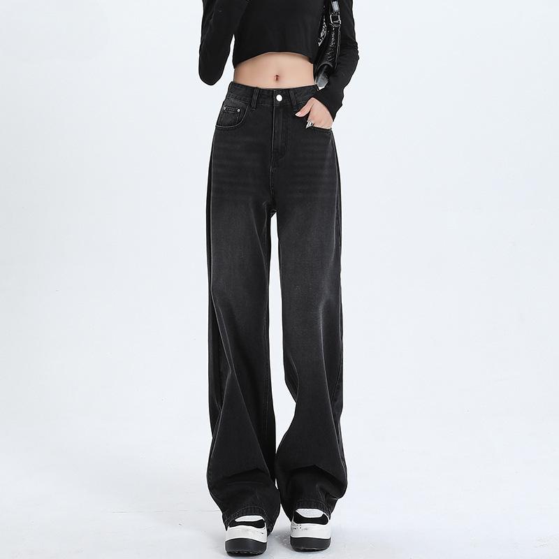 Women's High Rise Wide Leg Jeans Loose Fit Casual Washed Straight Denim Pants