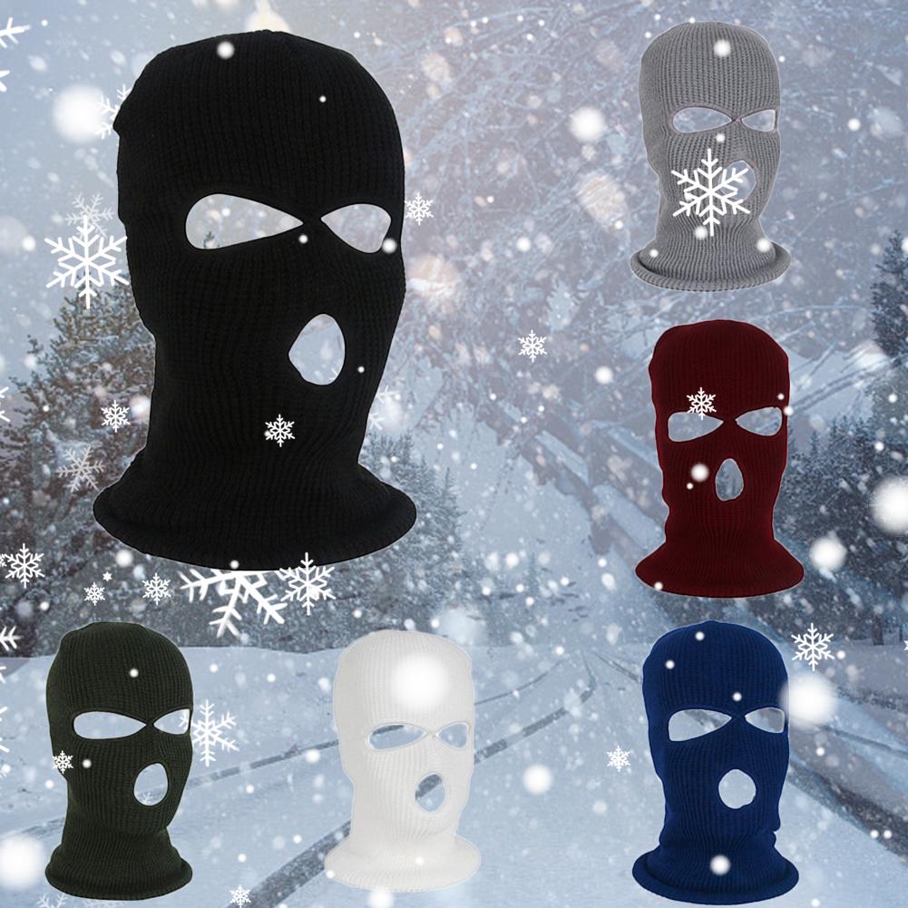 3 Hole Full Face Mask Ski Cap Balaclava Beanie Outdoor Winter Warm Head Cover