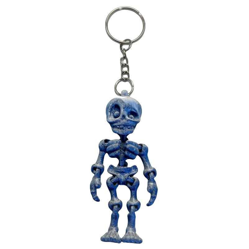 3D Printed Skeleton Keychain Pendant Joint Mobility Skeleton Stress Relief Toys Desktop Ornament Craft For Kid Halloween Gift
