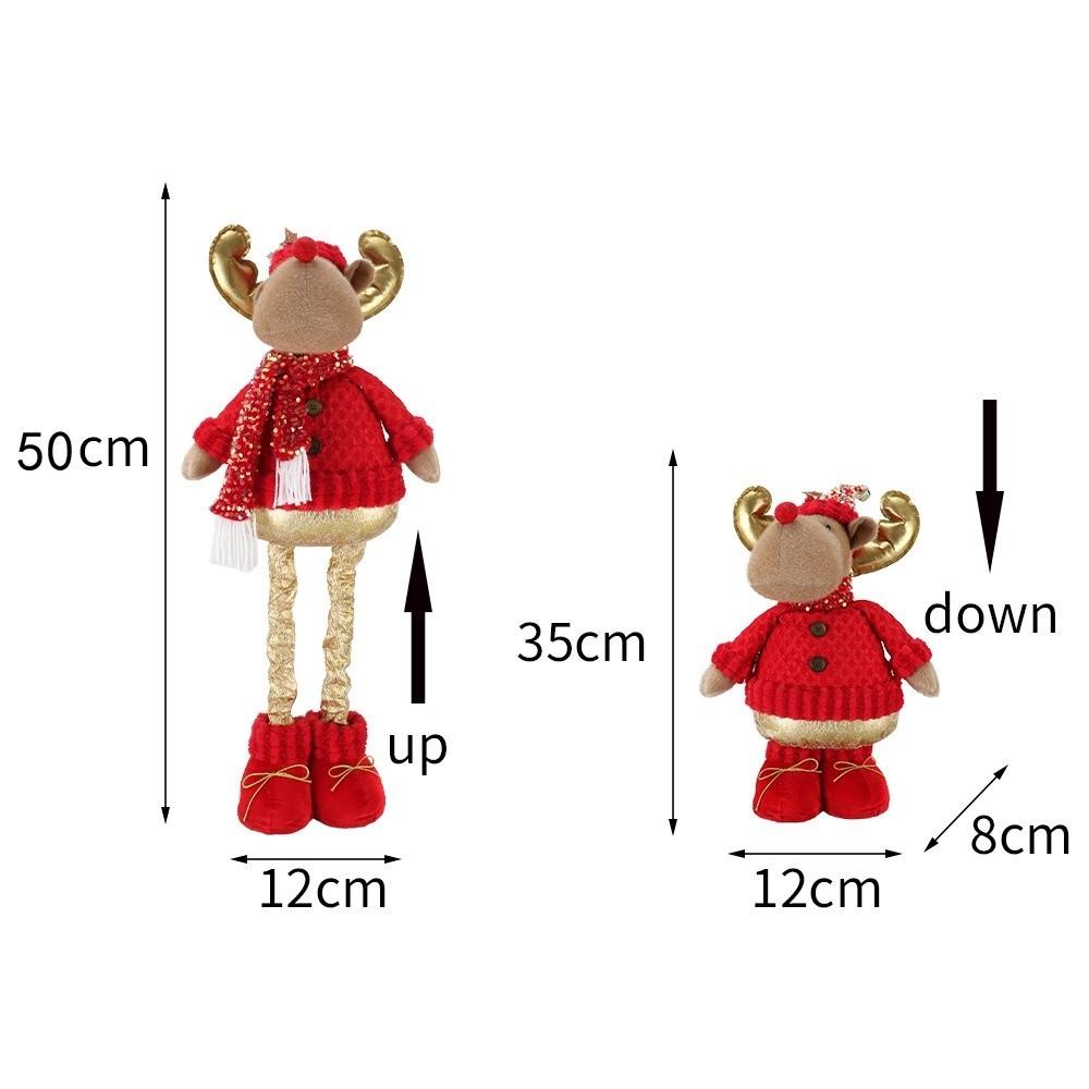 50CM Christmas Telescopic Doll Dwarf Snowman Christmas Deer Decoration Christmas Reindeer Retro Small Size Christmas Ornament