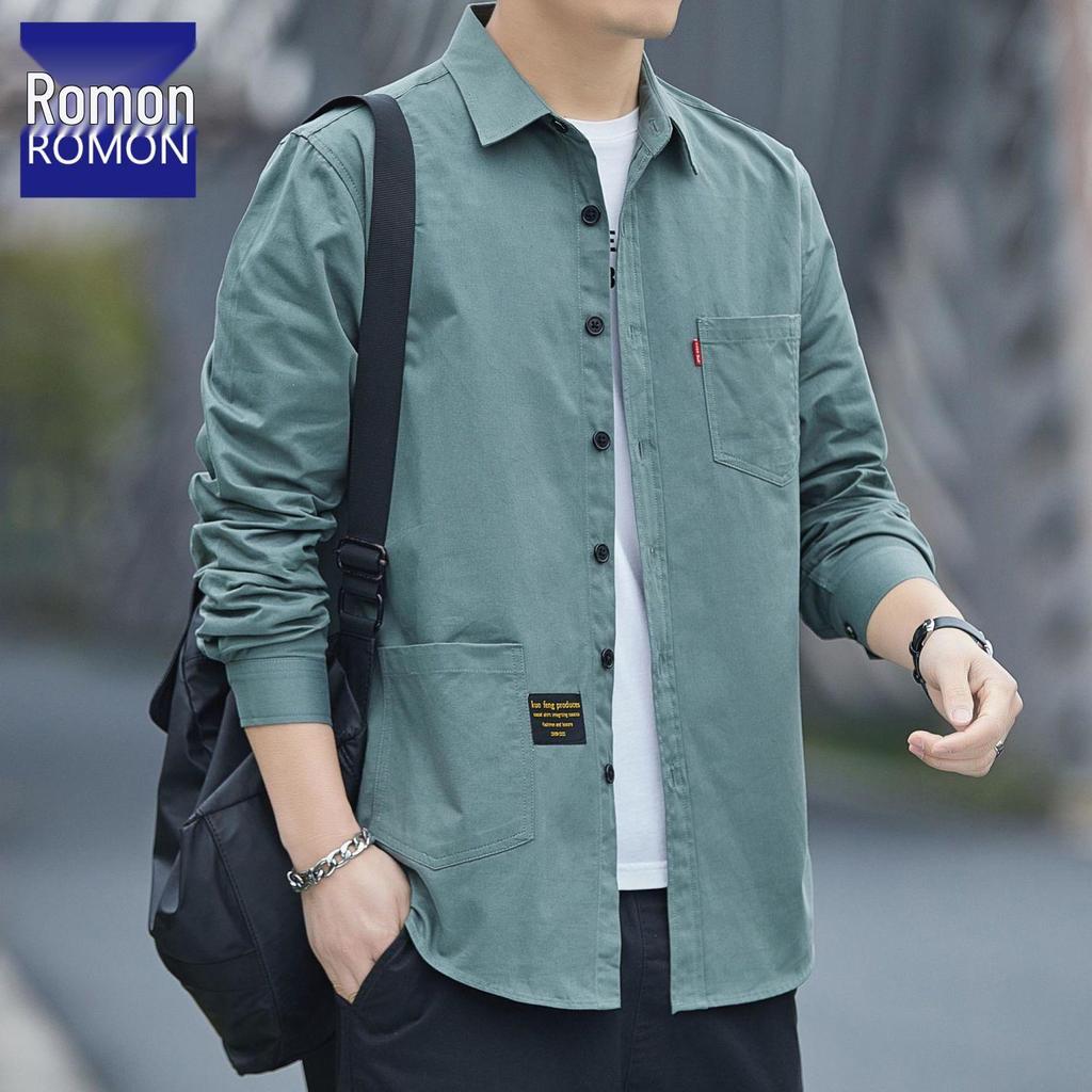 Men's Loose-Fit Non-Iron Cotton Shirt - Long Sleeve Casual Workwear for Spring & Autumn