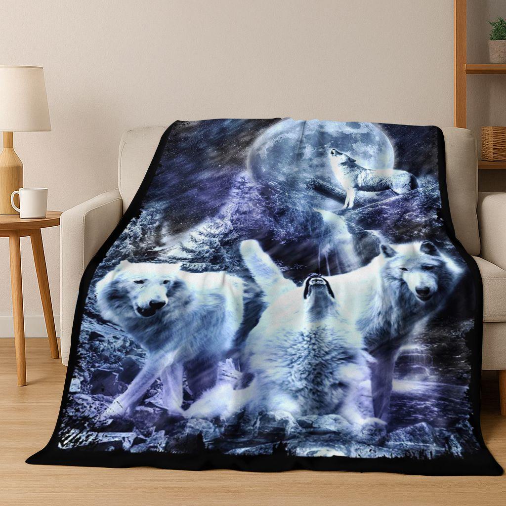 Norse Mythology Fenrir Wolf Beast Cartoon Flannel Blanket,Cozy Soft Throw Blanket for Home Bedroom Bed Sofa Picnic Cover Kids