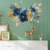 Kreative Blaue Blume Wandaufkleber Selbstklebend Abziehen und Aufkleben Dekor für Wohnzimmer Schlafzimmer Flur Heim Innendekoration