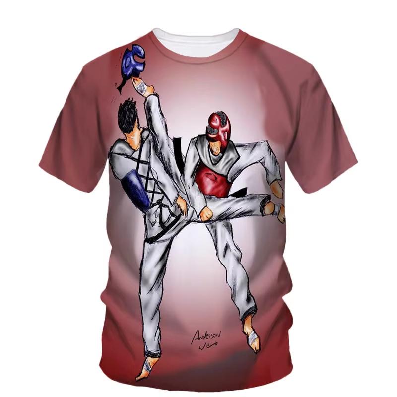 T Shirt for Man 3D Taekwondo Karate Boxing Printing T Shirt Martial Art Wushu Graphic Tee Kid Cool Hip Hop Clothing Tops Tees