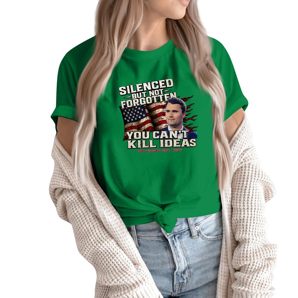 Women's Fashion Casual Printed Short Sleeve Round Neck Pullover Tops