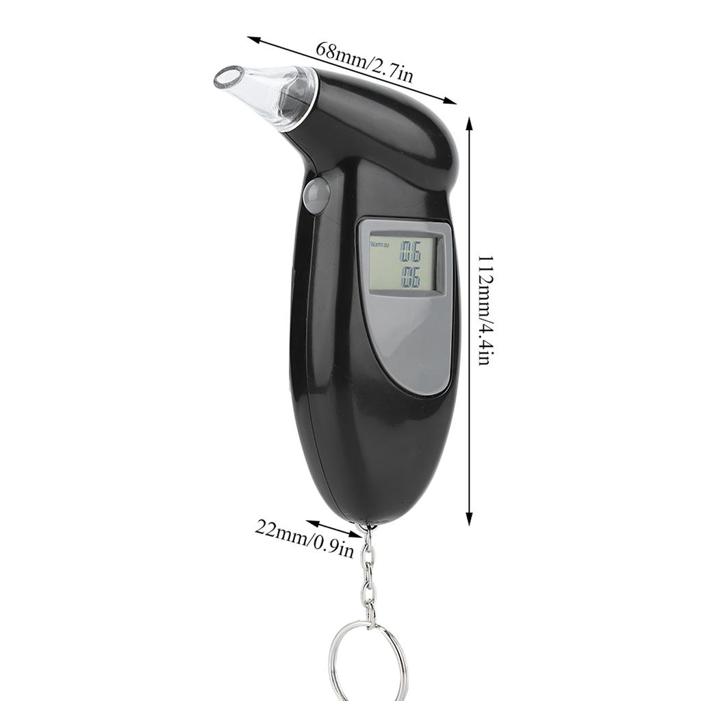 Digital LCD Screen Alcohol Breath Tester Portable Keychain Breath Analyzer 10pcs Mouthpiece