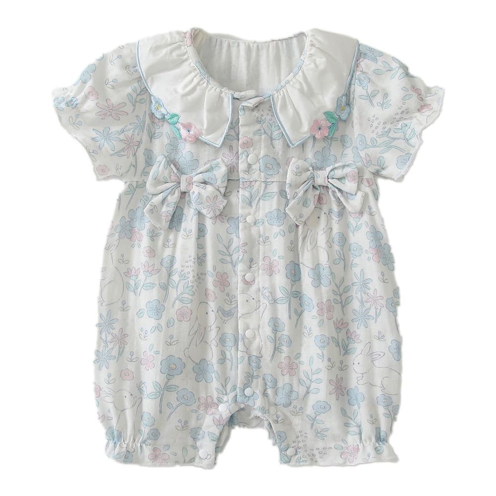 Baby Nest Baby Newborn Baby Baby Cute Summer Short Sleeve for Months Coverall, Romper, Clothes, Wear, Underwear, Sleepwear/Loungewear Girls, Blue, 3-6