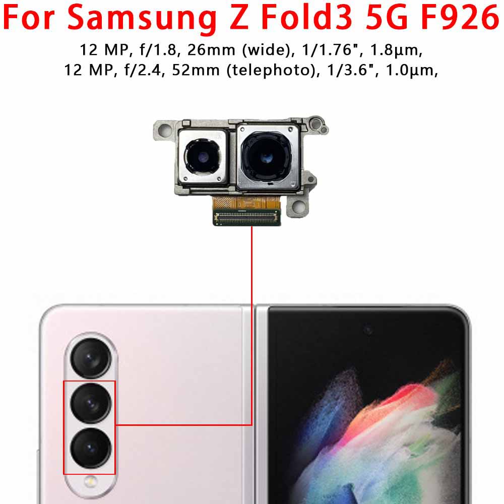 Rear Back Camera For Samsung Galaxy Z Fold Fold2 Fold3 Fold4 Fold5 5G Camera Module Backside View Replacement Spare Parts