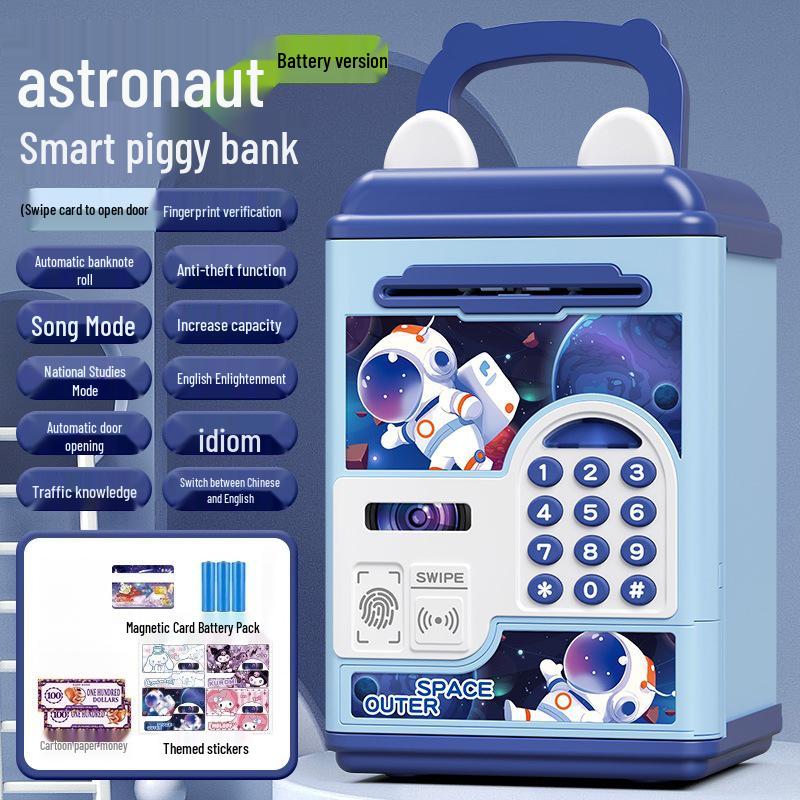 Smart Piggy Bank: Automatic Money Rolling, Fingerprint Lock, Sound & Light Features for Kids