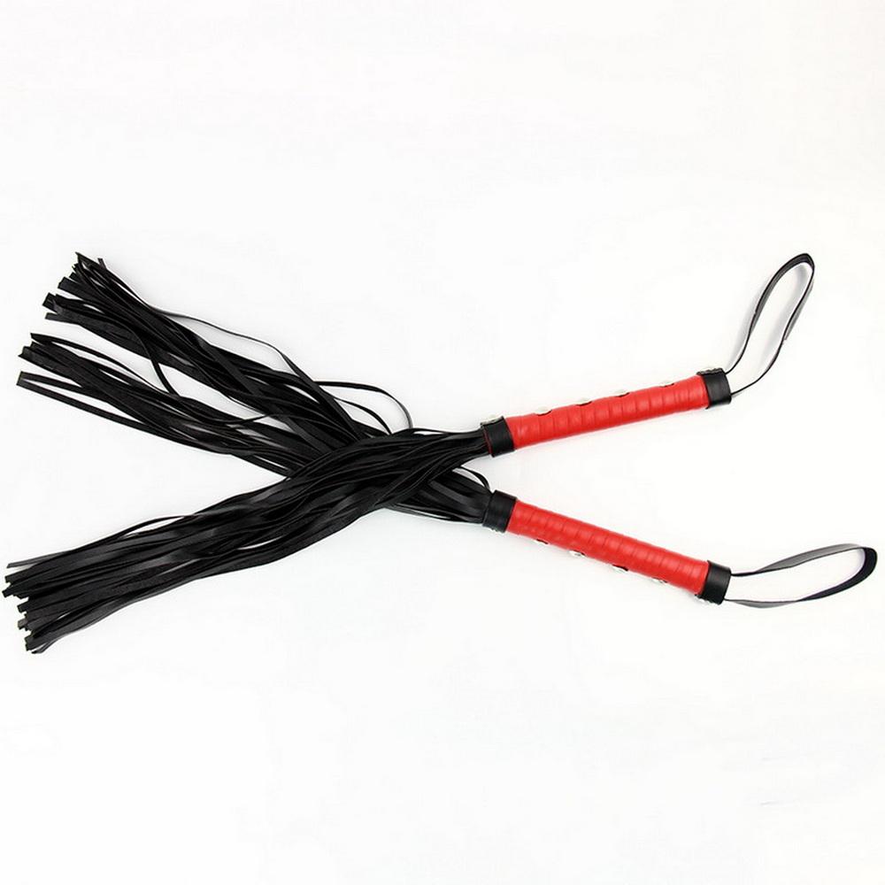 Erotické hračky Sexy Whip Black Lash Červená rukojeť pro hru pro dospělé PU Kůže Flirt Hračky Sexuální hračky Produkty Hraní rolí pro páry