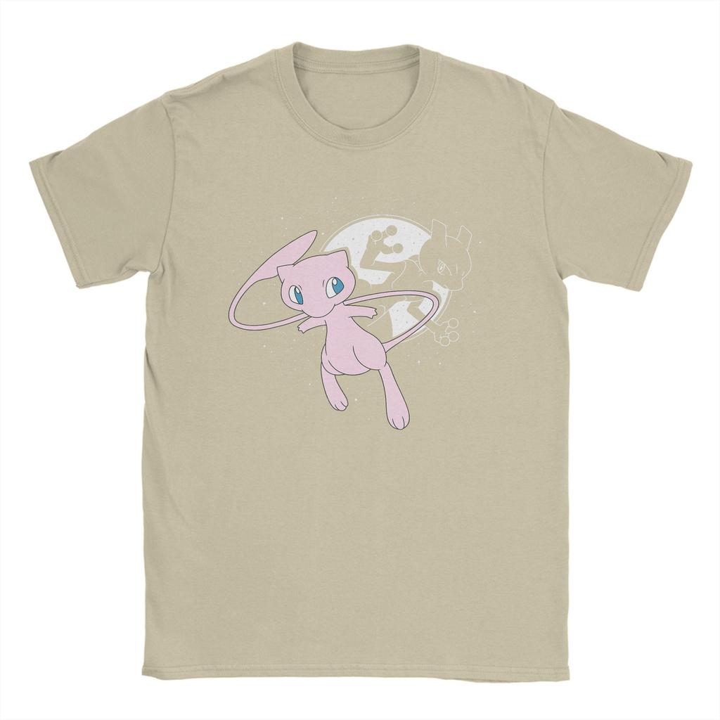 PPokemon Celestial Mew Mewtwo Moon T Shirts Mens Pure Cotton TShirt Round Collar Tee Shirt Short Sleeve Clothing New