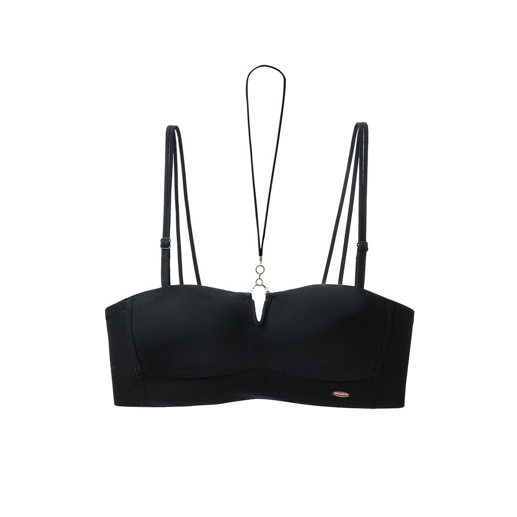 Beautiful back hanging neck sexy underwear women's ultra-thin big breasts show small gathering shoulder straps non-slip and non-marking breast bra