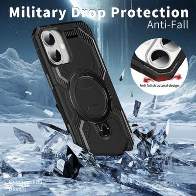 Luxury  Armor Phone Case For iPhone 16 15 14 13 12 11 Pro Max Plus Magnetic Stand Wireless Charging Protection Back Cover