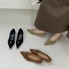 2025 New Korean Version Pointed Suede Shallow Mouth Foot Cover Versatile Low Heel Commuter Work Women's Shoes