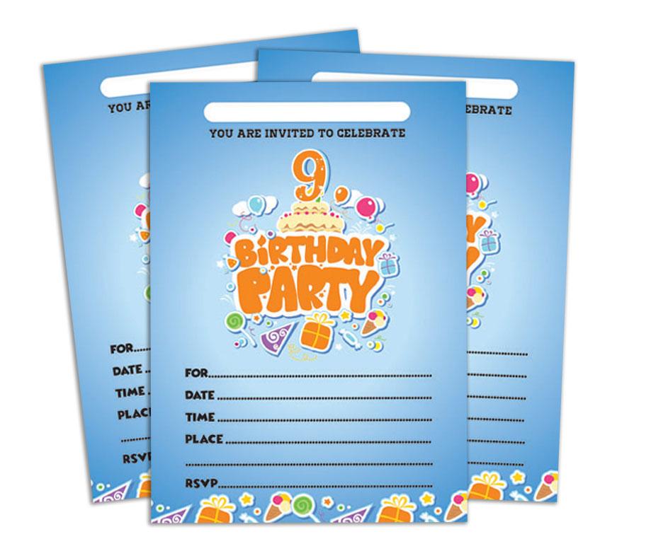 Darling Souvenir Blue Birthday Invitation Card Printable Fill or Write In Blank Invites Party Supplies Pack Of 28 5 X 7 Inches