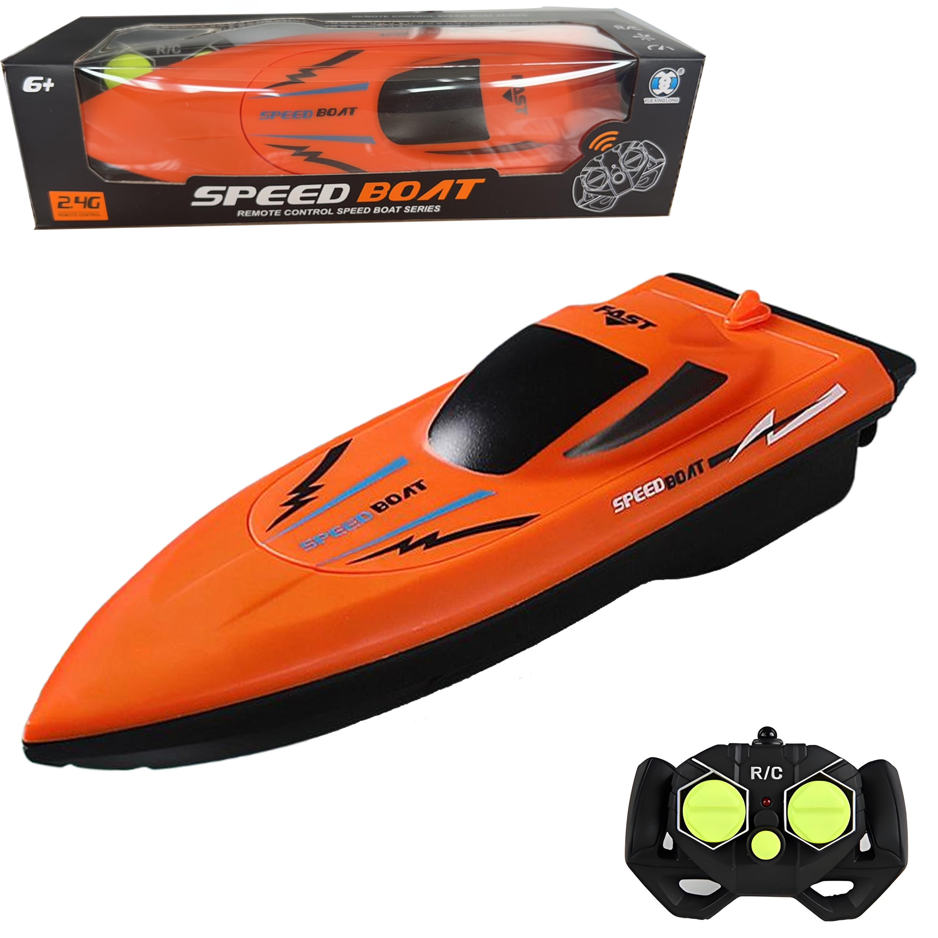 

Kids Waterproof & Ultra-Fast Remote Control Boat, Lightweight RC Water Racer for Pool Fun Toys Ideal Birthday Gift for Children CR1990-Orange