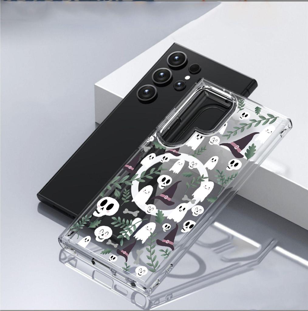 Magic Hat Ghost Magnetic Transparent Full Coverage Case for iPhone 15/16/17 Pro Max