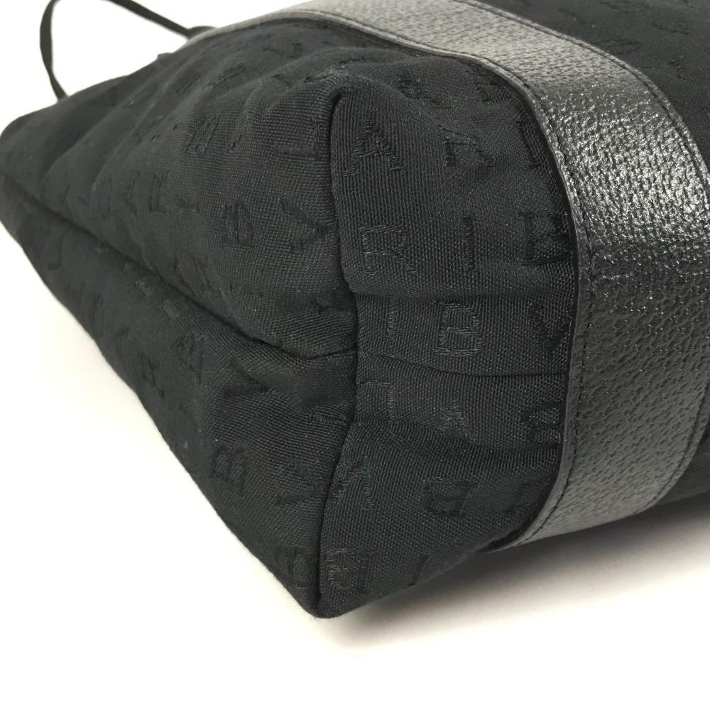 BVLGARI Logomania with pouch Bag Tote Bag Hand Bag Leather/Canvas Black