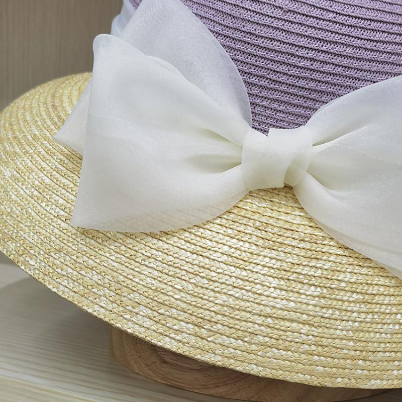 2023 sommer frauen Großen Bogen Sonnenhut Hepburn Stil Vintage Design Breite seite Stroh Hut Einfarbig Anti-Uv Urlaub strand Hut