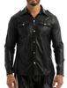 Men Faux Leather Shirts PU Leather Long Sleeve Shirts Men Sexy Fitness Tops Gay Latex Shirts Mens Stage Tops Sexy Party Clubwear