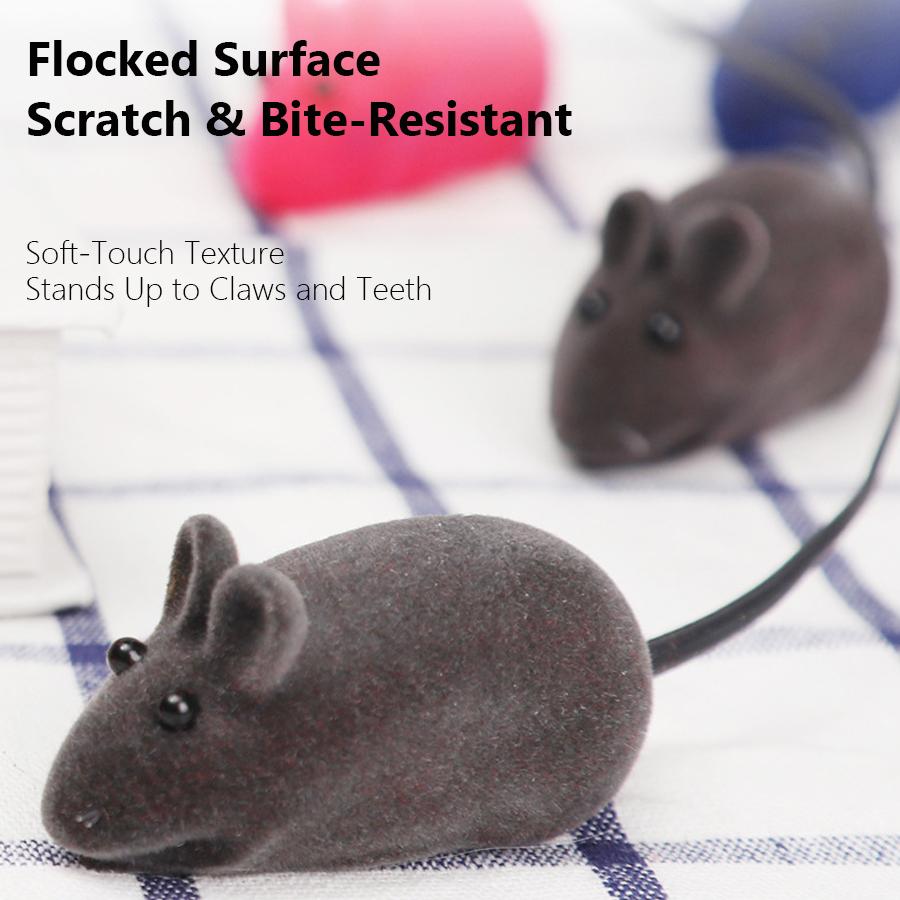 2Pcs Squeaky Rubber Rat Cat Toy with Plush Faux Fur, Pet Interactive Toy for Cat Chasing & Dog Chewing Play