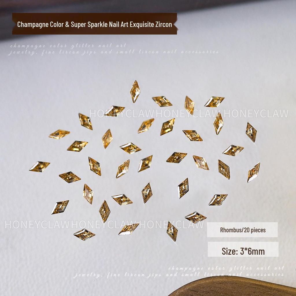 5A Champagne Champagne & Coffee Tone Zirconia Nail Art Rhinestones - Irregular Shapes: Water Drop, Horse Eye, Pigeon Egg.